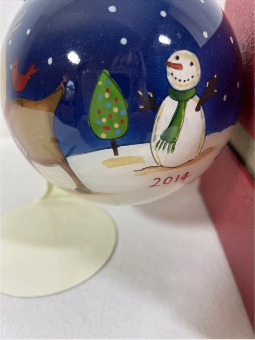 Pier 1 Li Bien Hand Painted Glass Christmas Ornament Santa Snowman Reindeer 2014